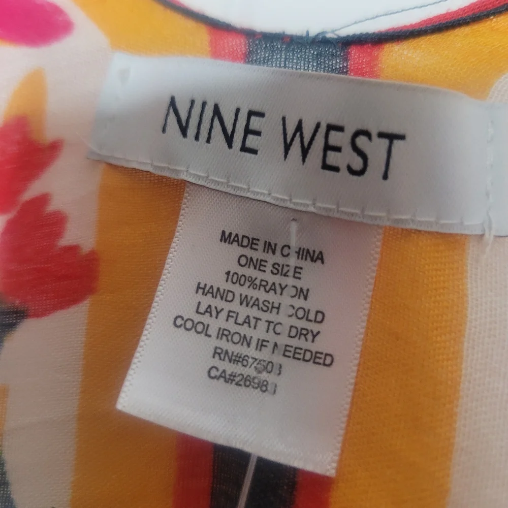 NWT Nine West Ruana Kimono Topper Tassel Trim Open Front Beach Swimsuit Cover OS - Picture 11 of 12